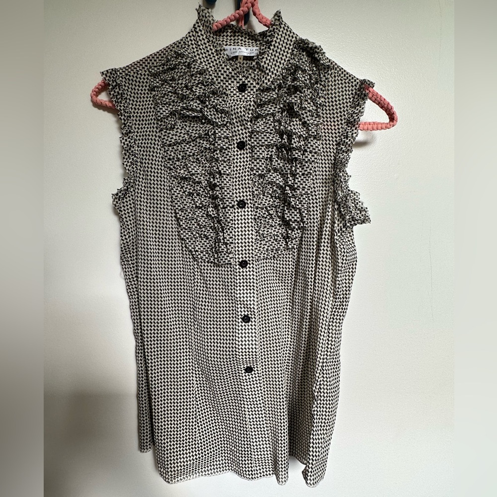 Trina Turk Sleeves Button Down Blouse